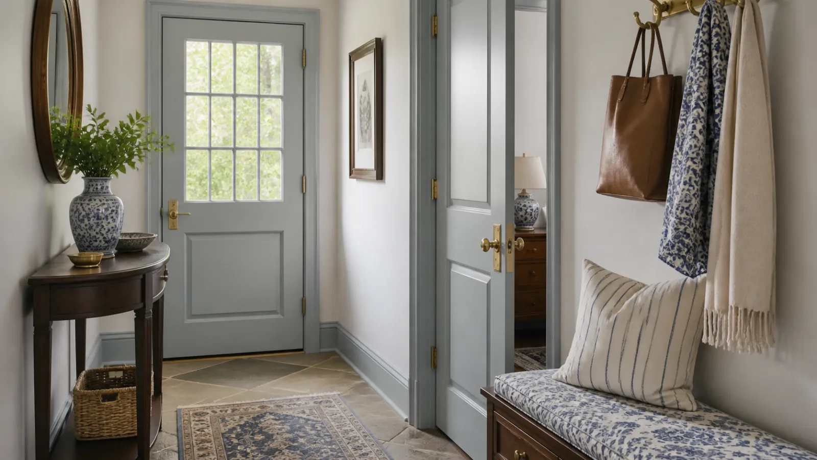 Compact Pattern New Traditional Entryway & Hallway