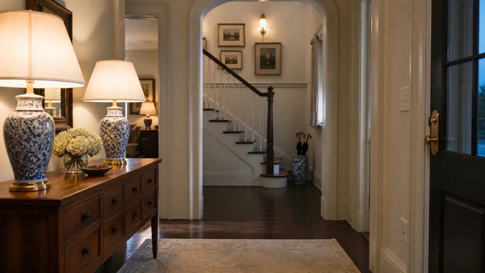 Evening Porcelain Lamps New Traditional Entryway & Hallway