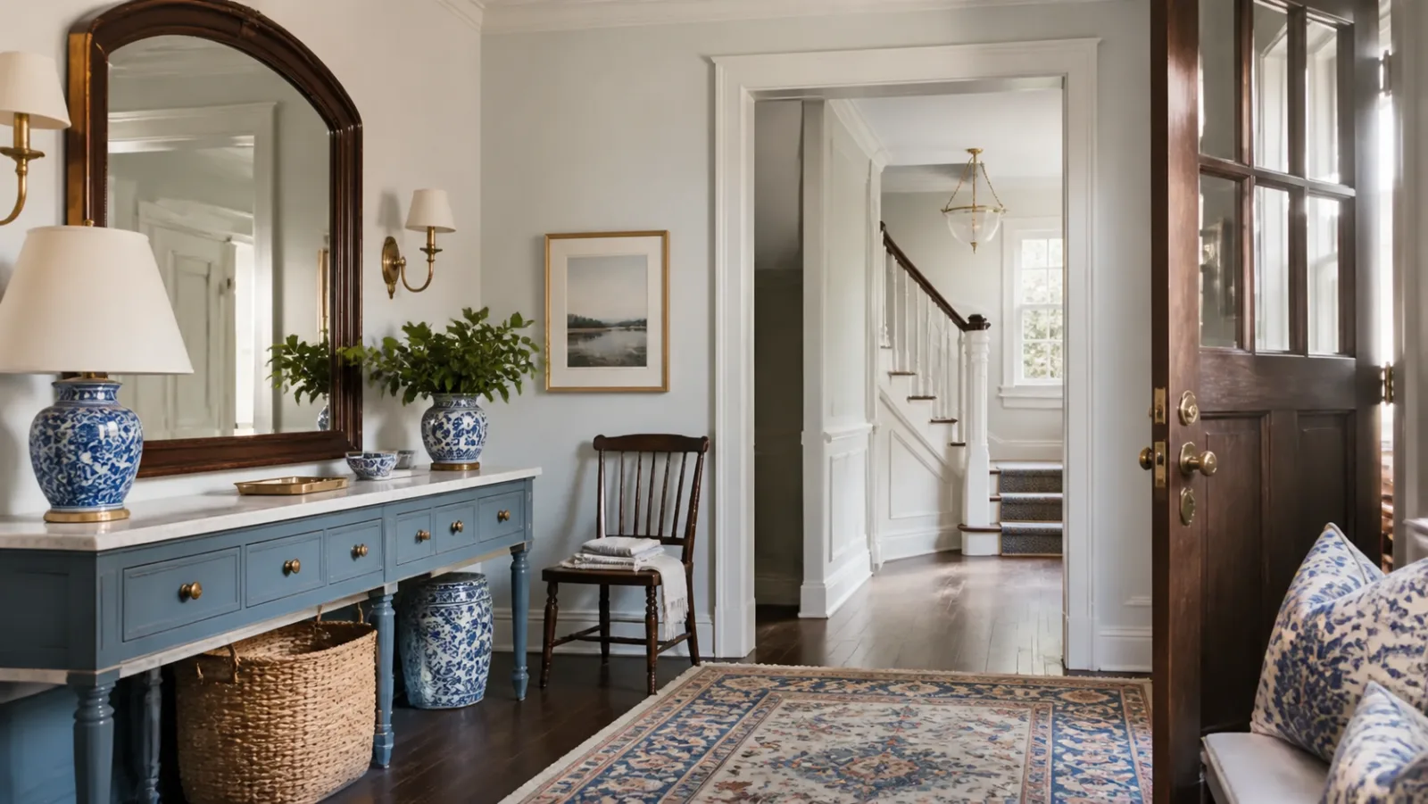 Painted Console New Traditional Entryway & Hallway