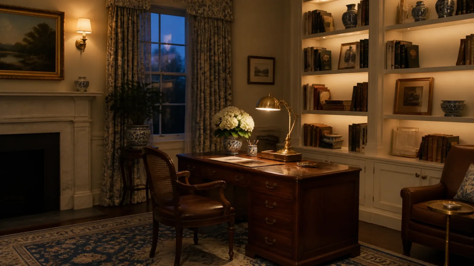 Evening Brass Lamp New Traditional Home Office