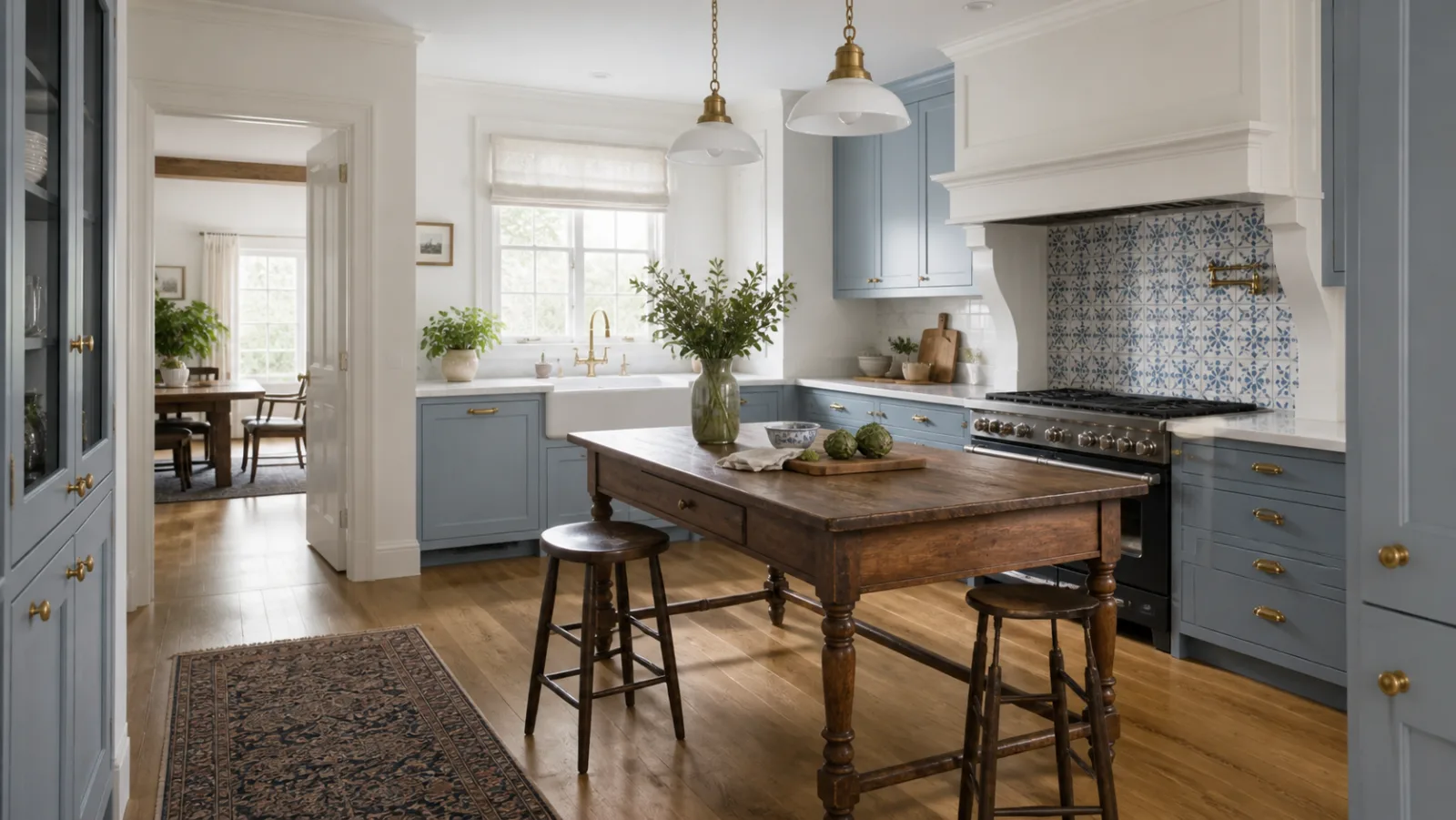 Antique Table New Traditional Kitchen