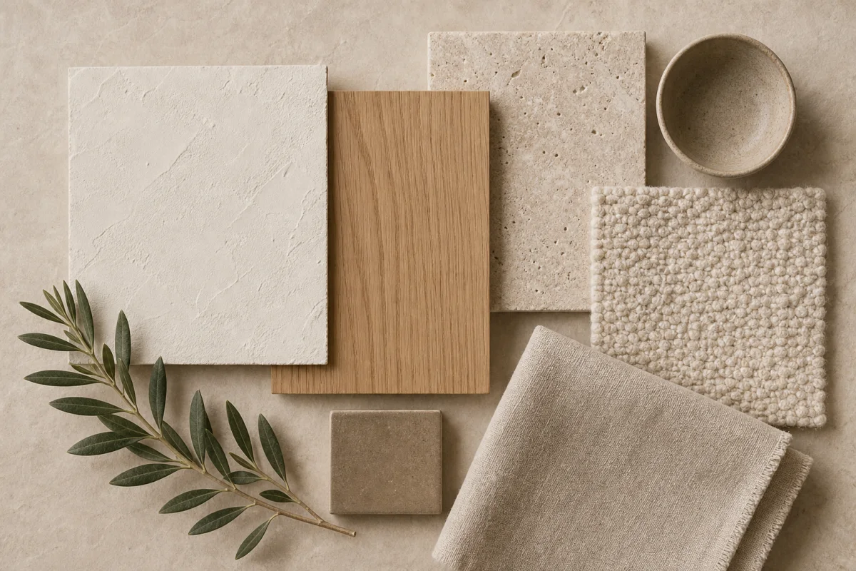 Organic modern bedroom material board