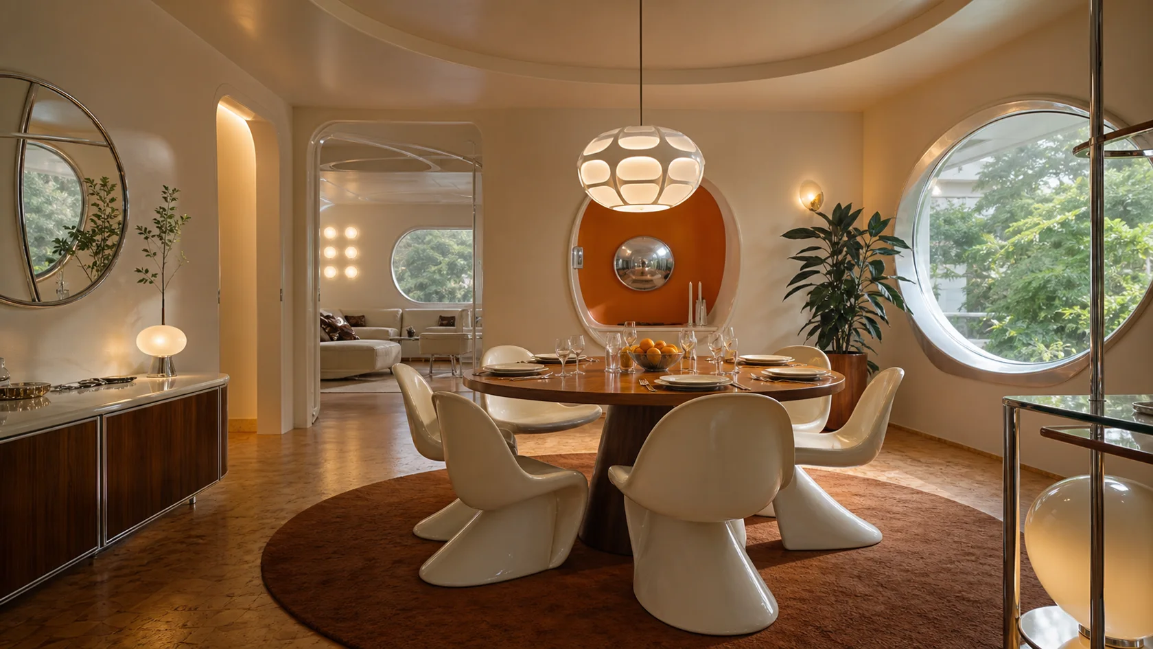 Acrylic Chrome Retrofuturism Dining Room