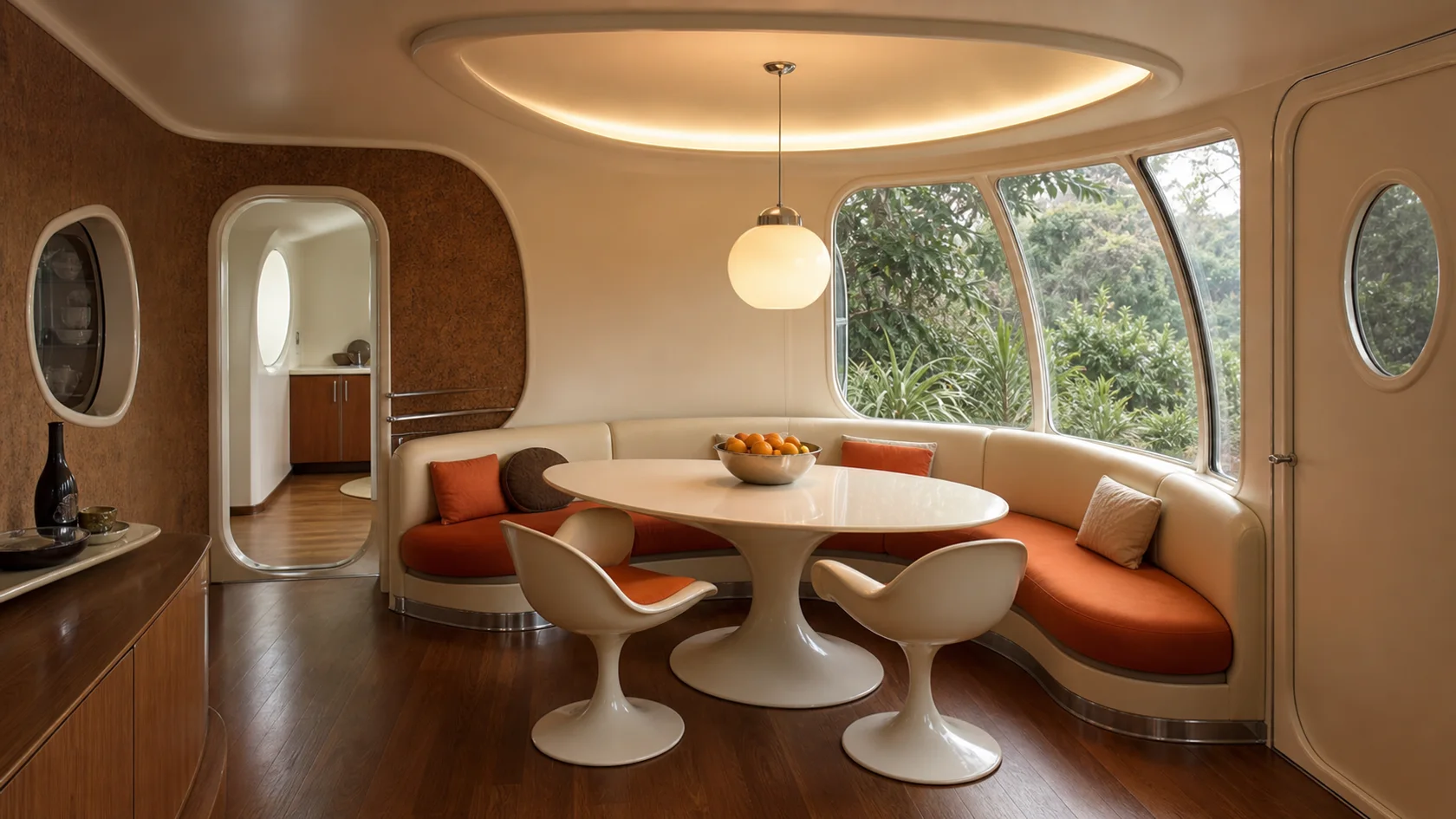 Curved Banquette Retrofuturism Dining Room