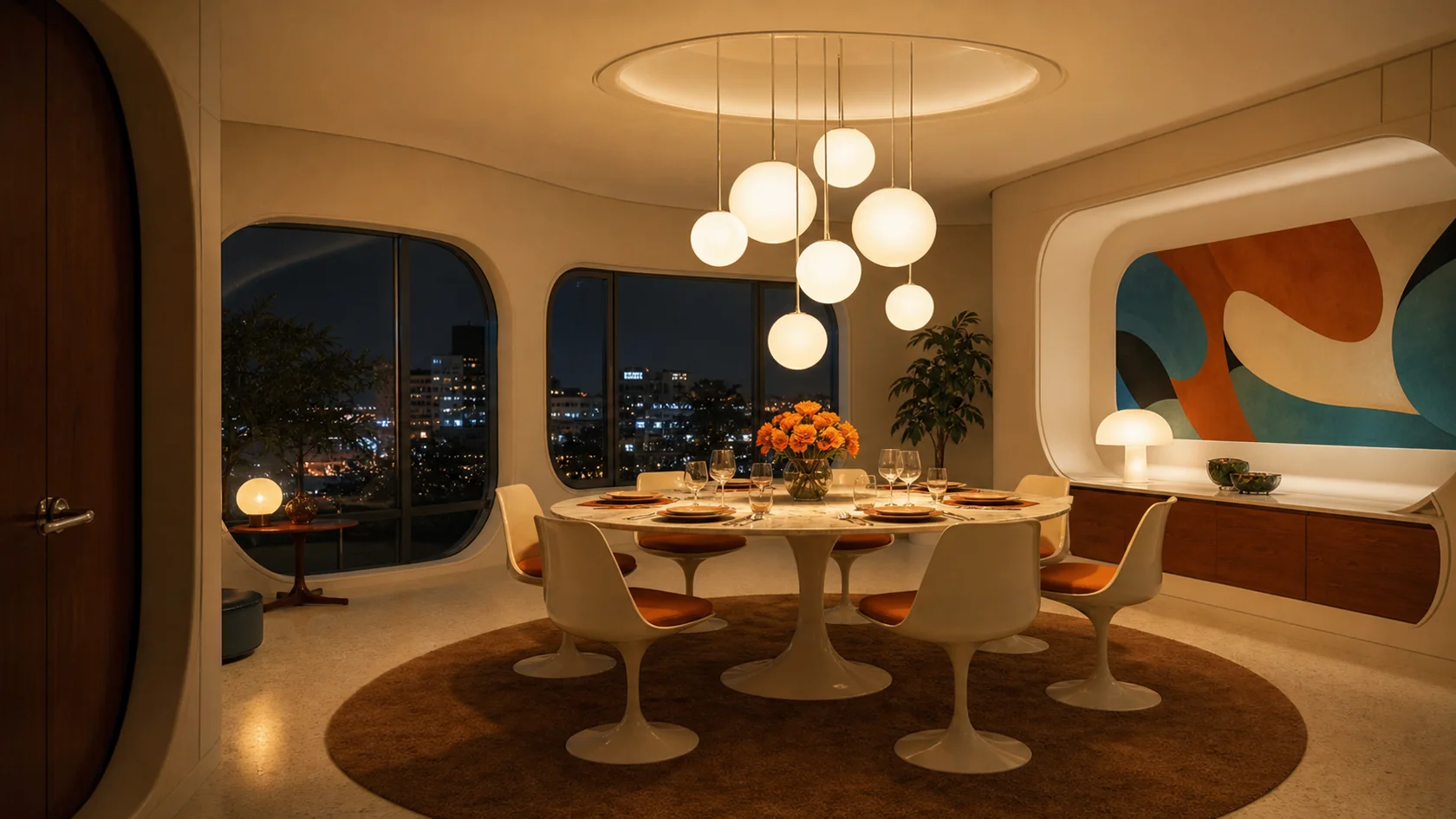 Evening Globes Retrofuturism Dining Room