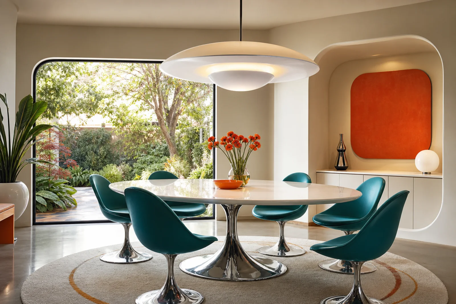 Retrofuturism Dining room interior