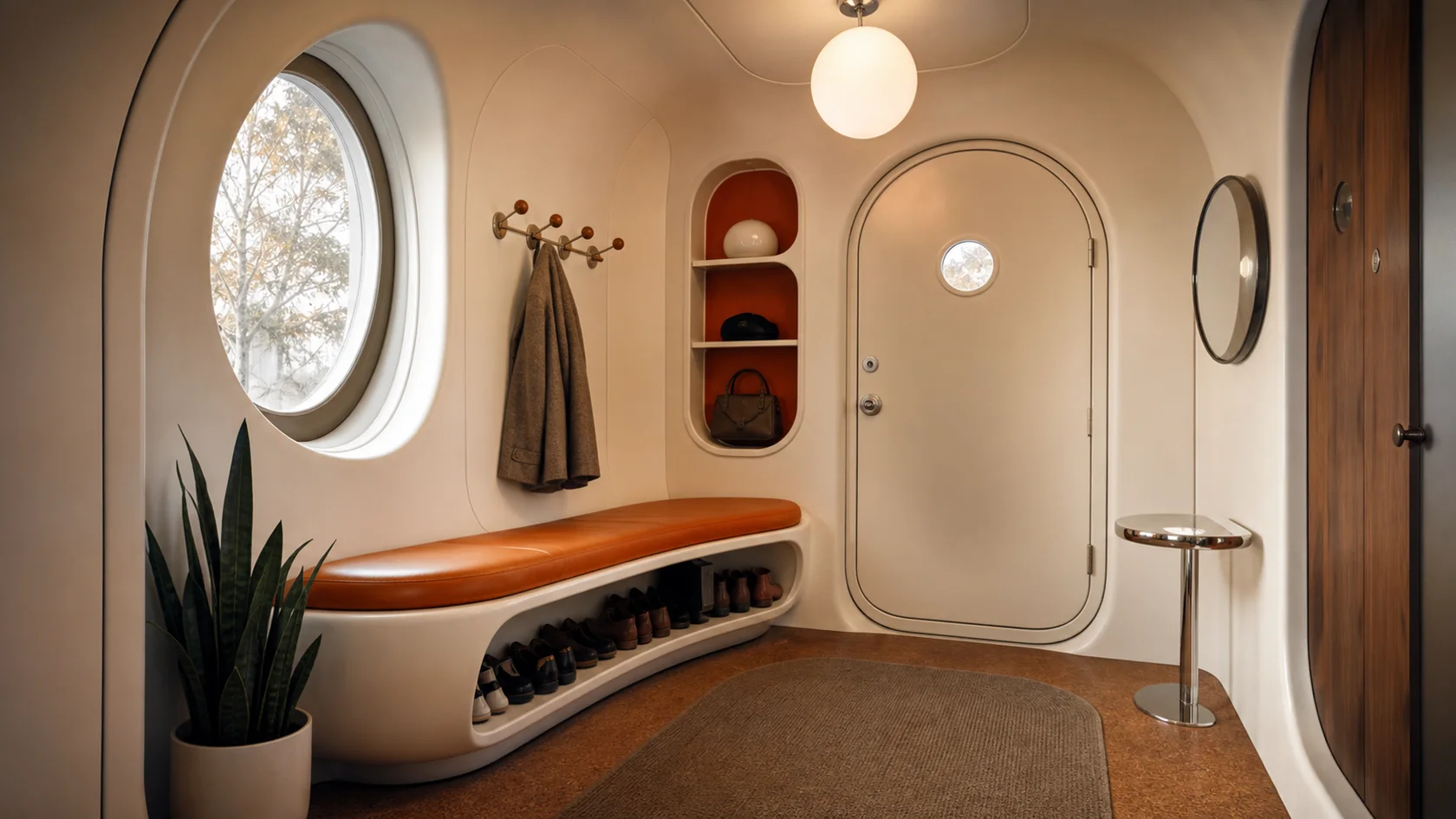 Compact Niche Retrofuturism Entryway & Hallway