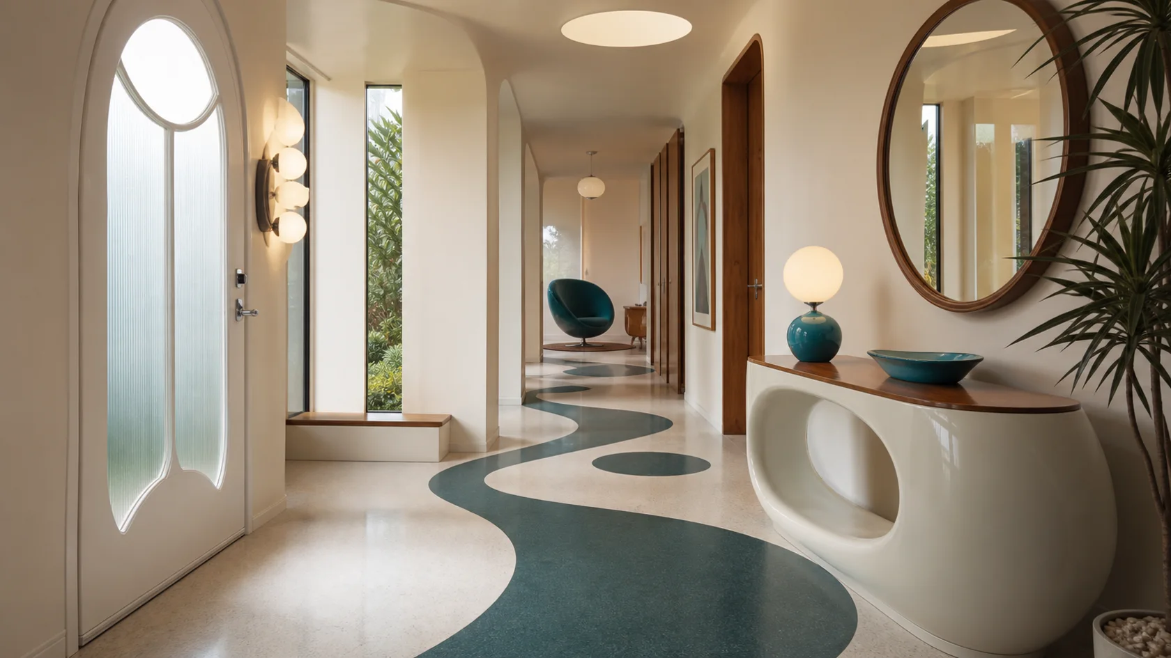 Graphic Floor Retrofuturism Entryway & Hallway