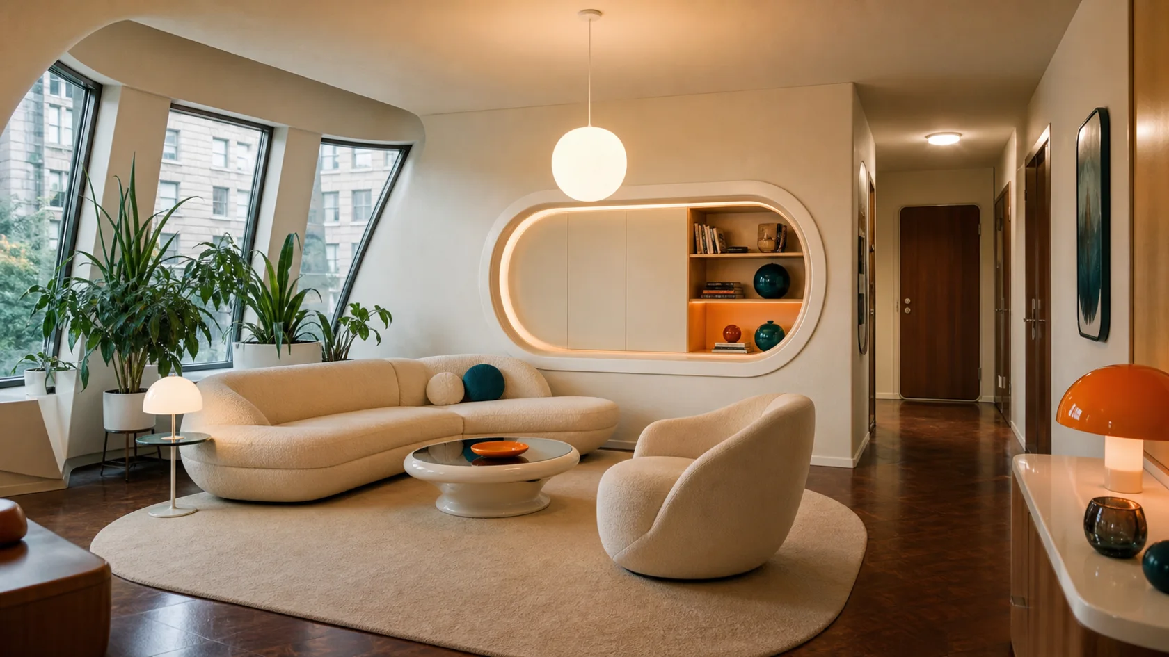 Compact Capsule Retrofuturism Living Room
