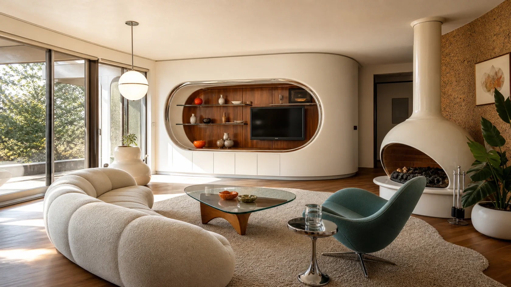 Curved Media Retrofuturism Living Room
