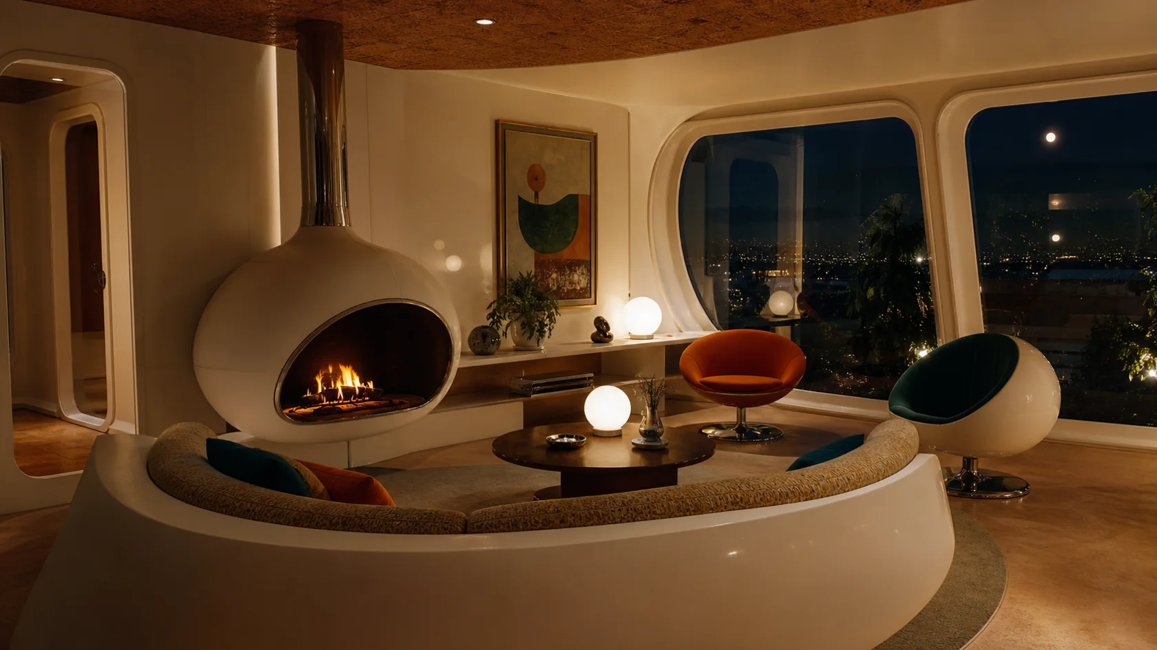 Evening Orbit Retrofuturism Living Room