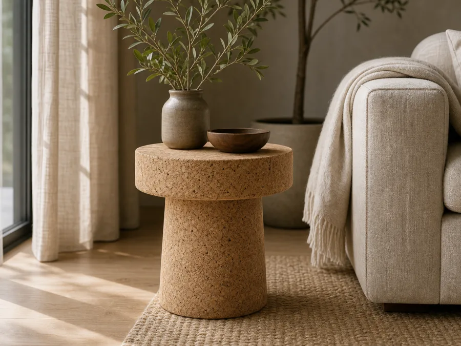 Cork side table for Sustainable interior design