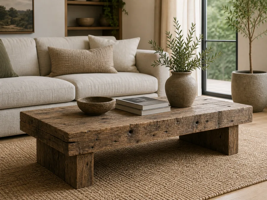 Reclaimed wood table for Sustainable interior design