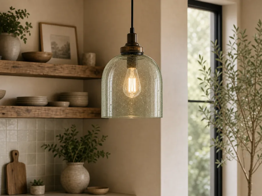 Recycled glass pendant for Sustainable interior design