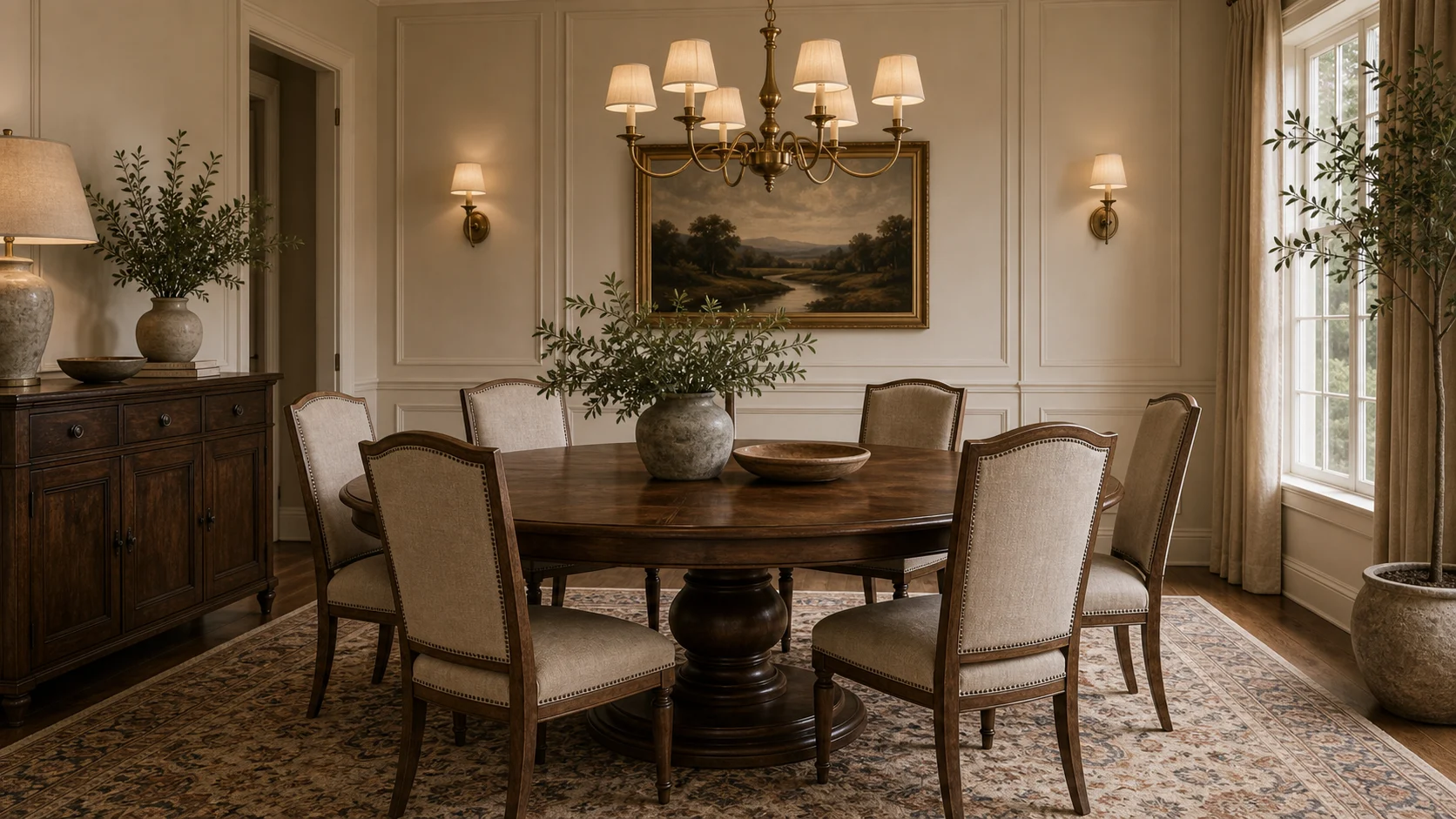 Traditional pedestal dining table