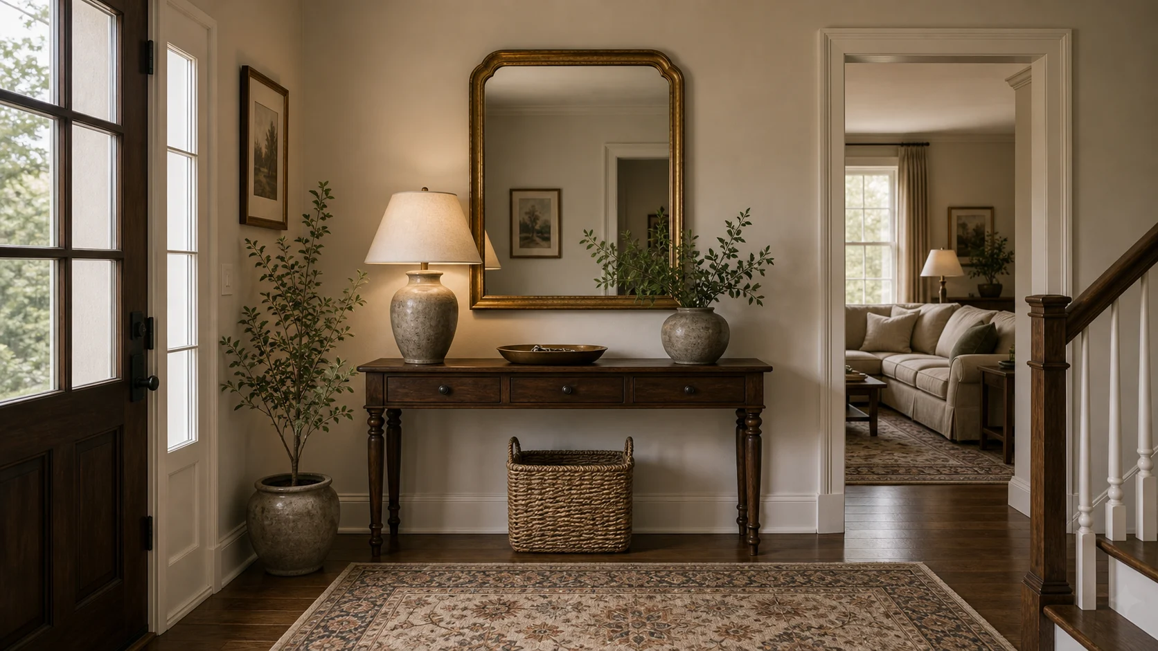 Traditional entryway with console and classic details