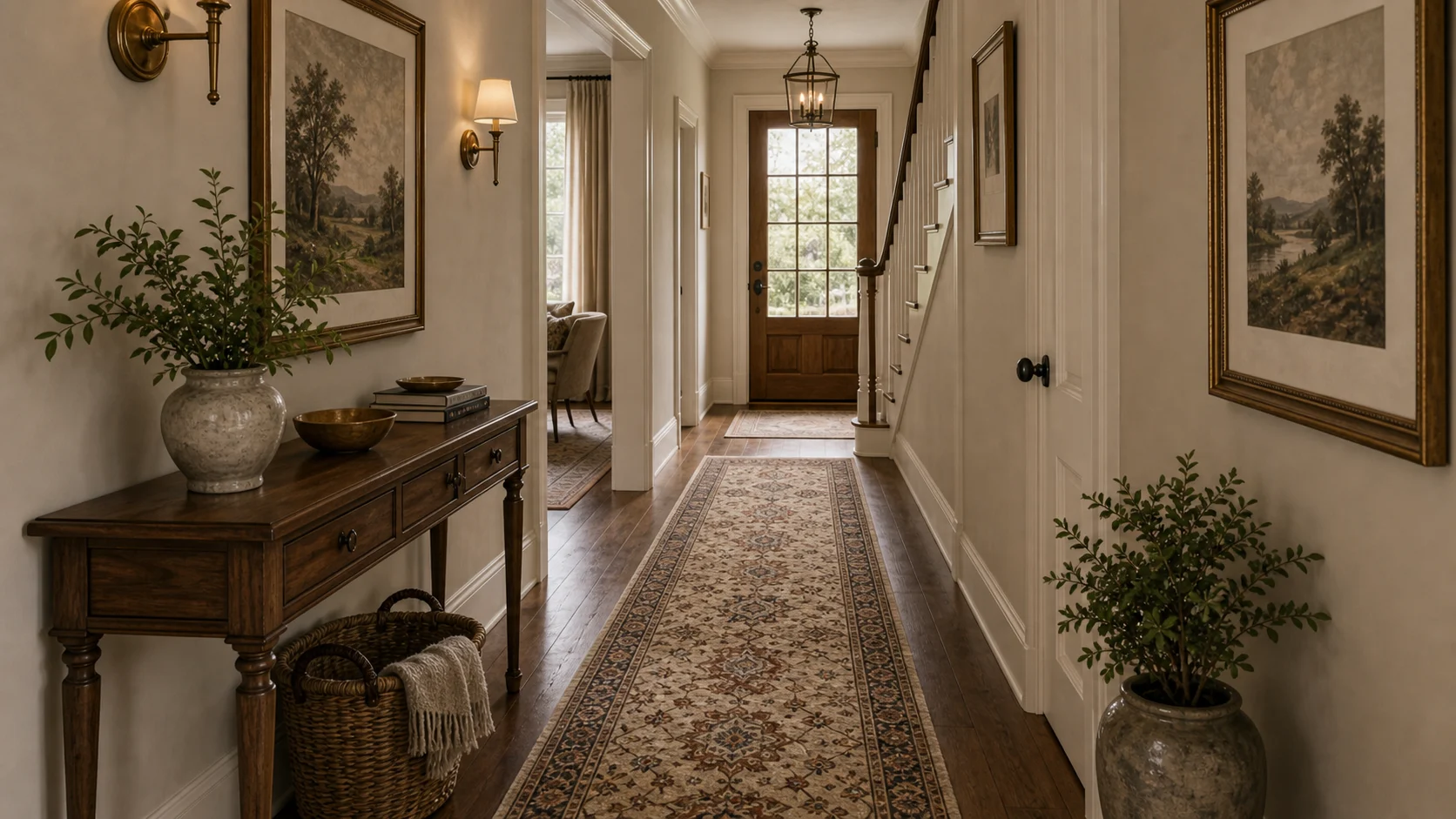 Patterned runner cue Traditional Entryway & Hallway