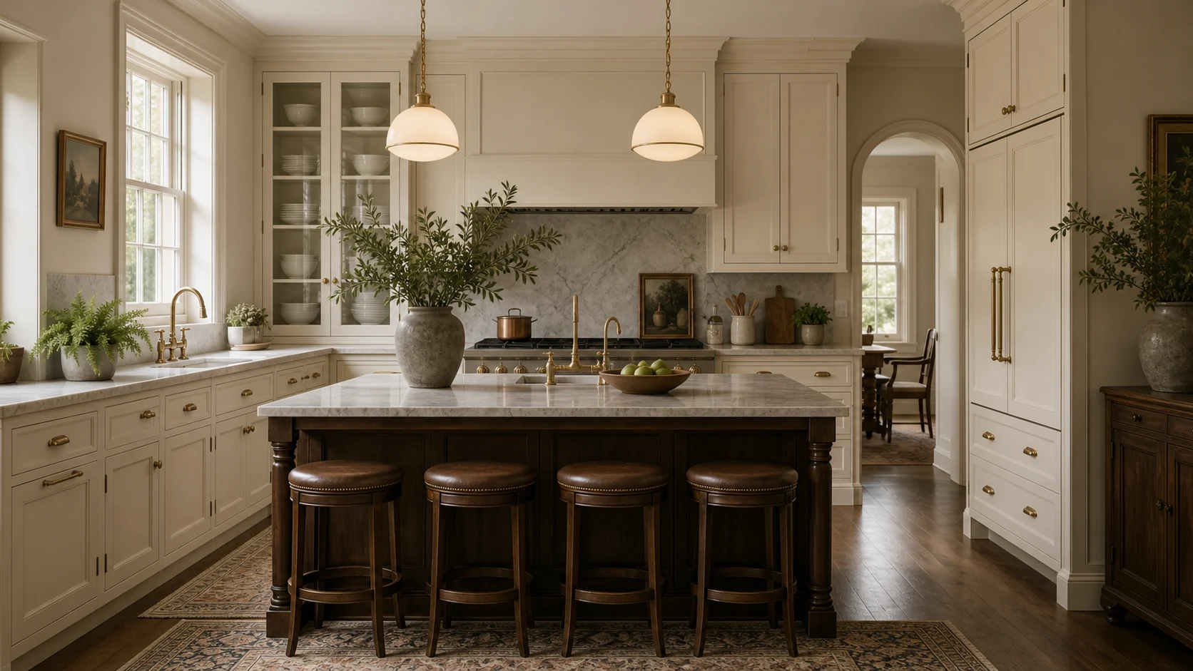 Traditional kitchen with classic cabinets and warm finishes