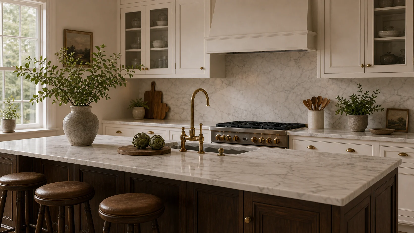 Marble surface for a traditional kitchen