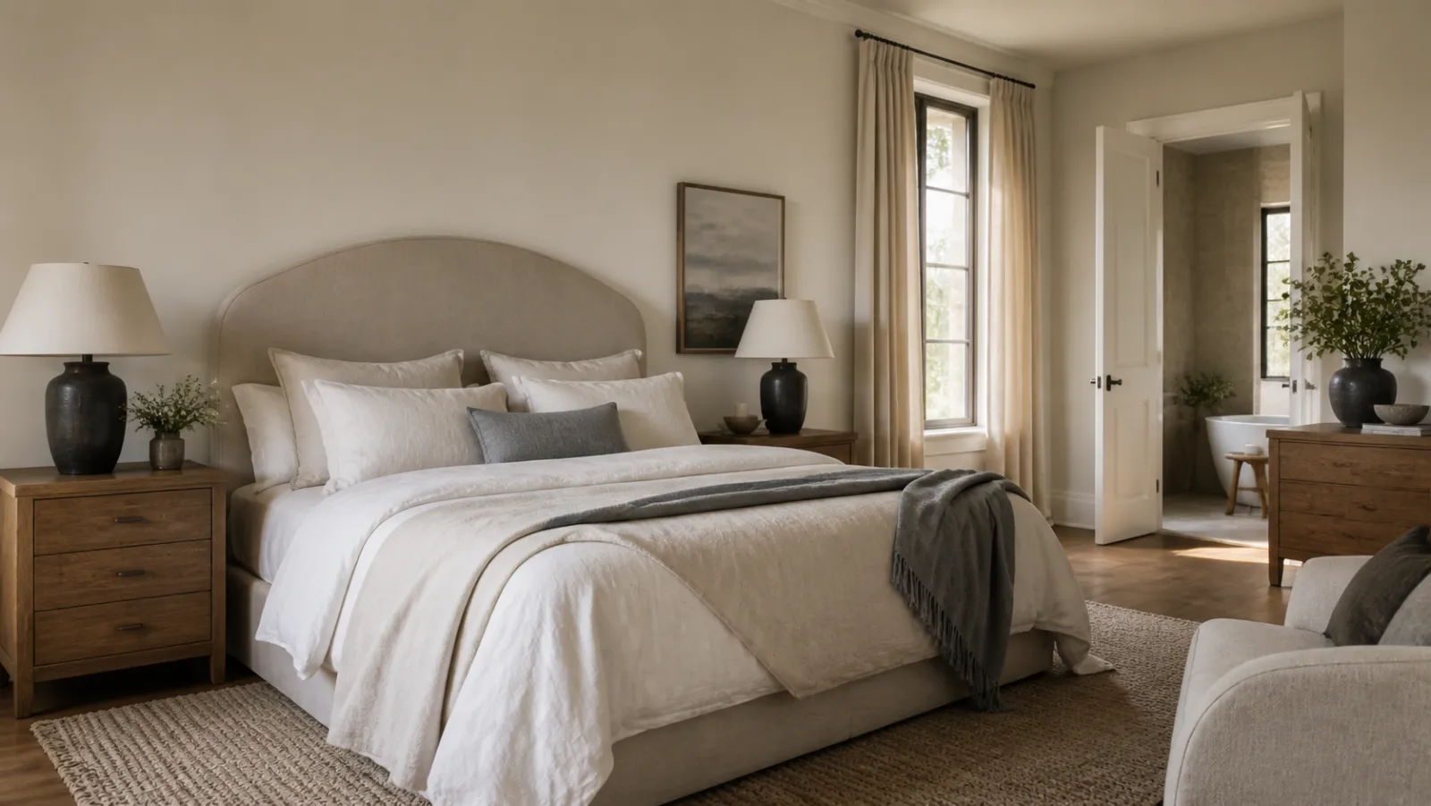 Arched Headboard Transitional Bedroom