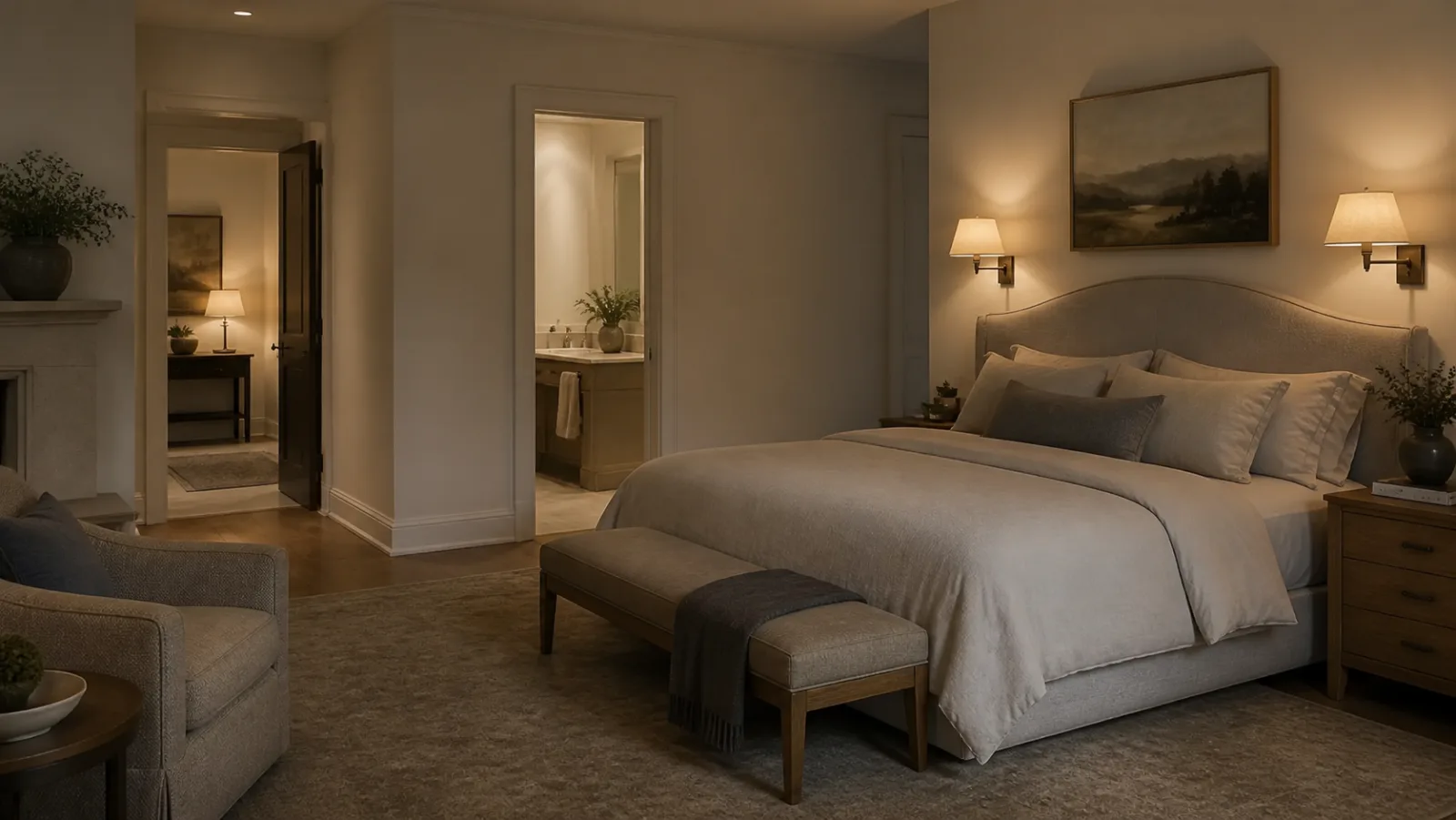 Evening Sconces Transitional Bedroom