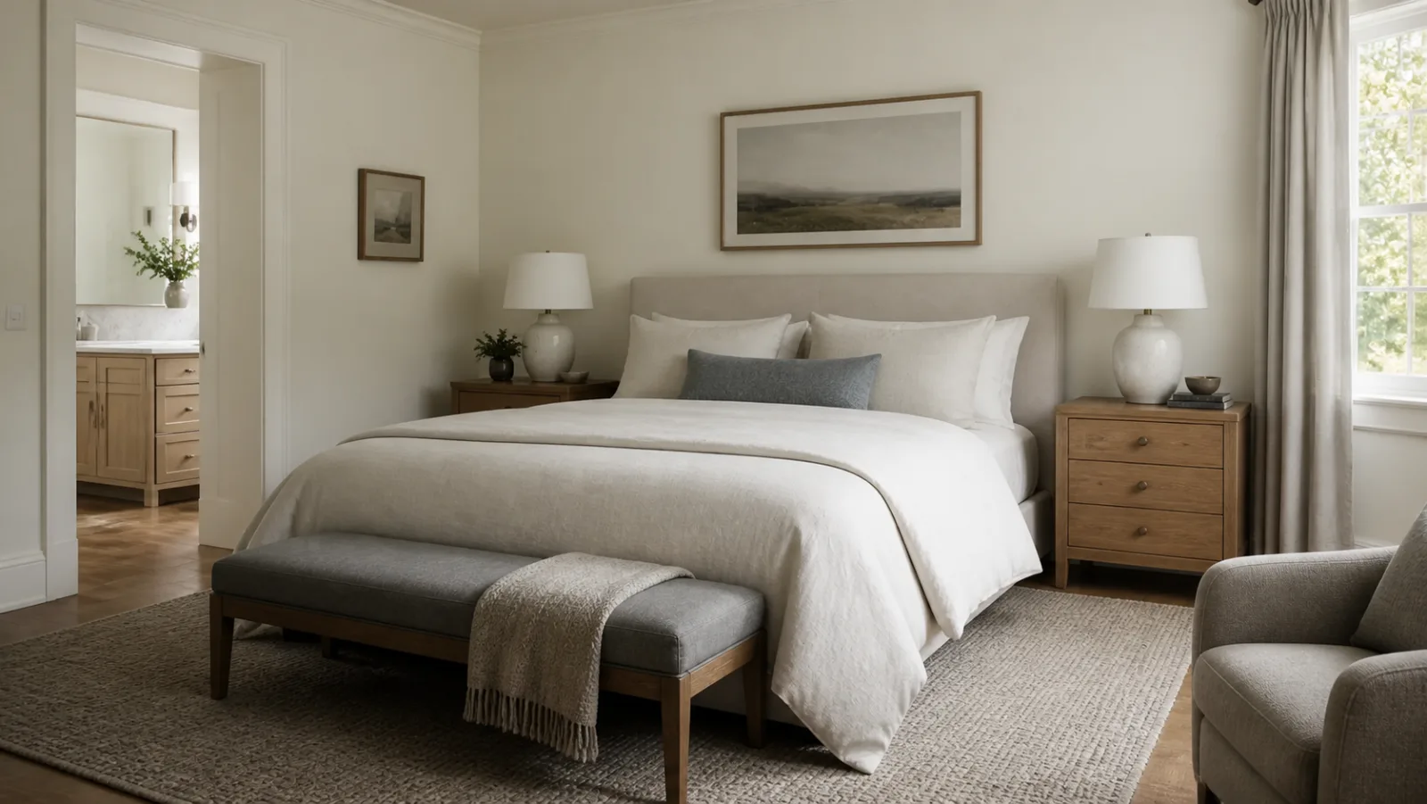 Oak Pairs Transitional Bedroom