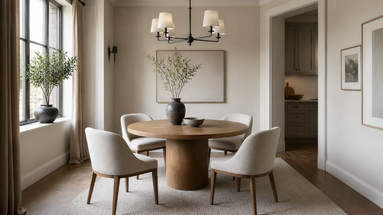 Compact Round Transitional Dining Room
