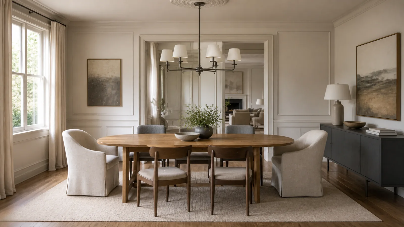 Oak Table Transitional Dining Room