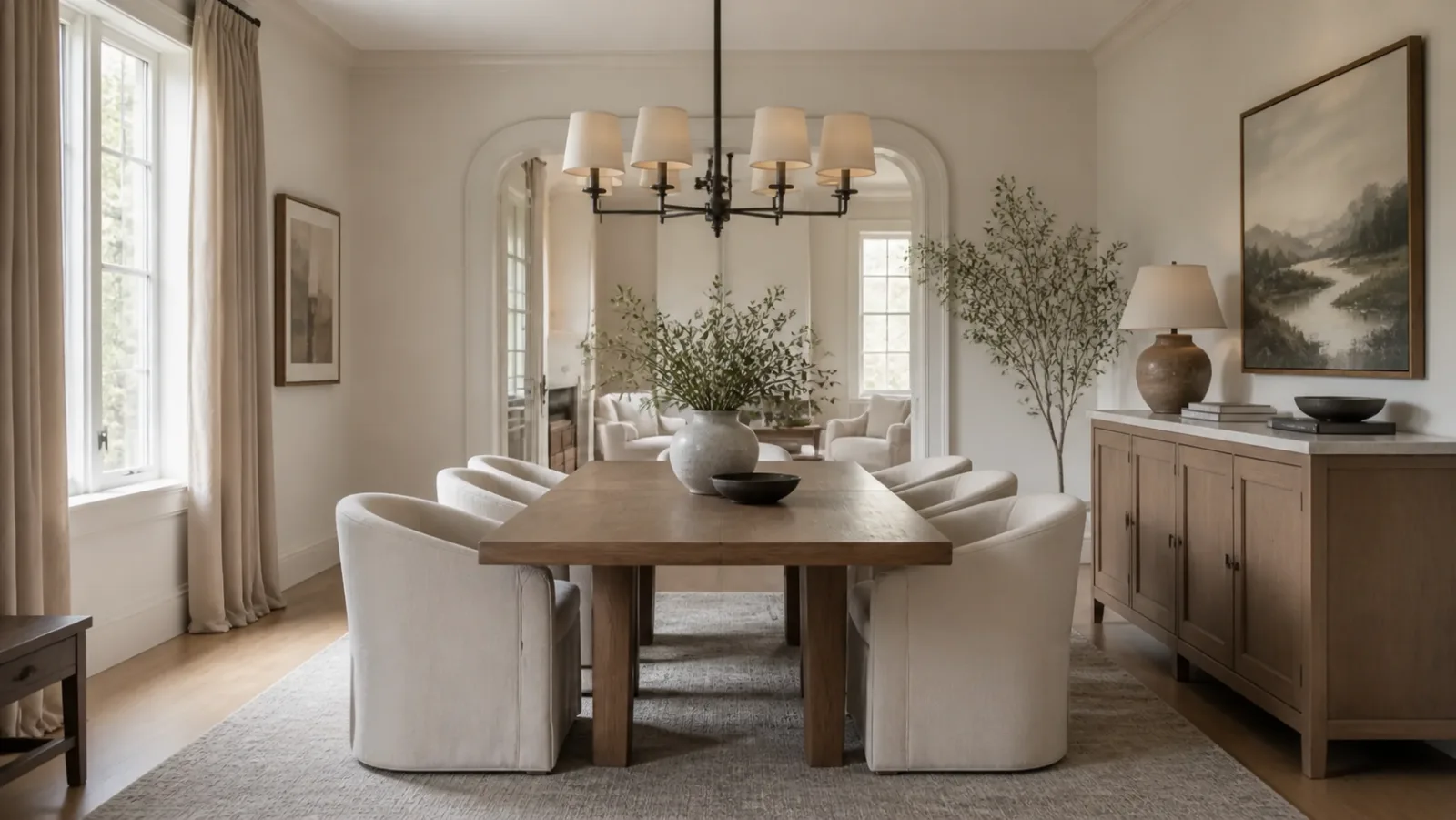 Upholstered Pairs Transitional Dining Room