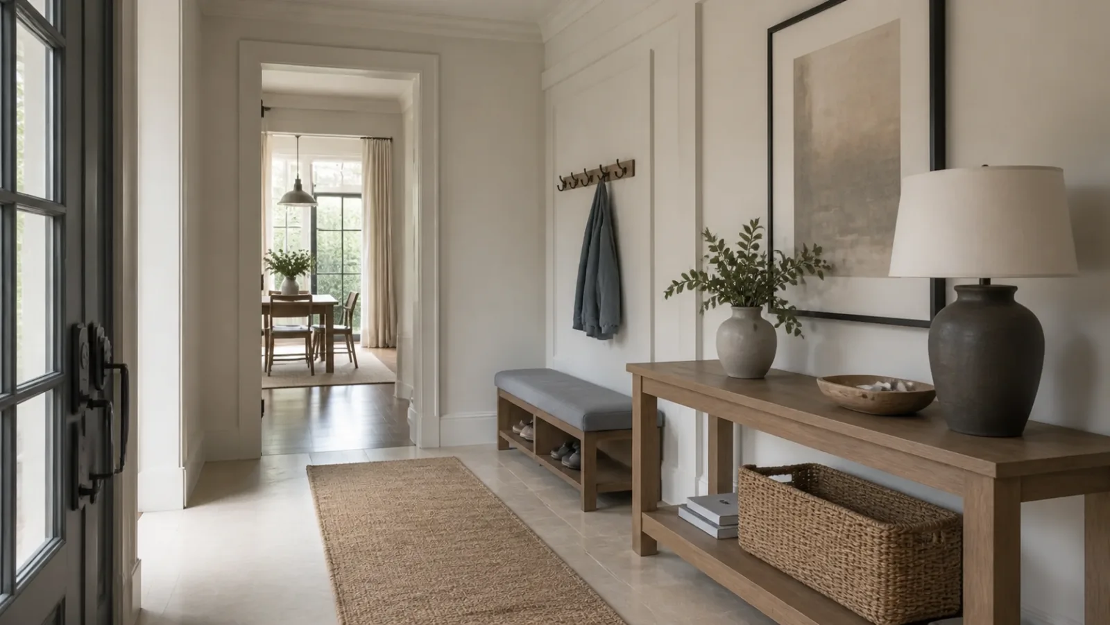 Console Bench Transitional Entryway & Hallway