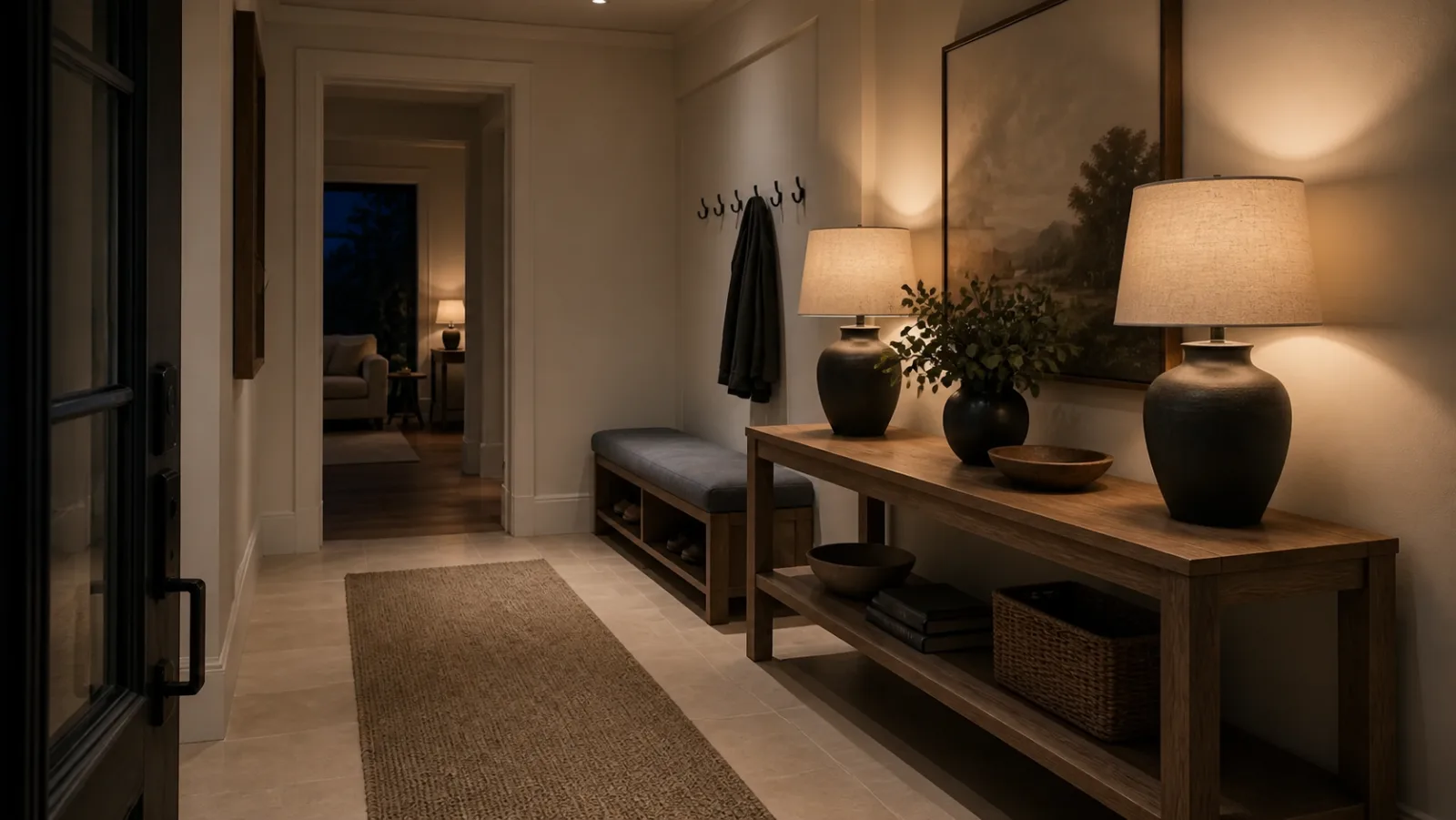 Evening Lamps Transitional Entryway & Hallway