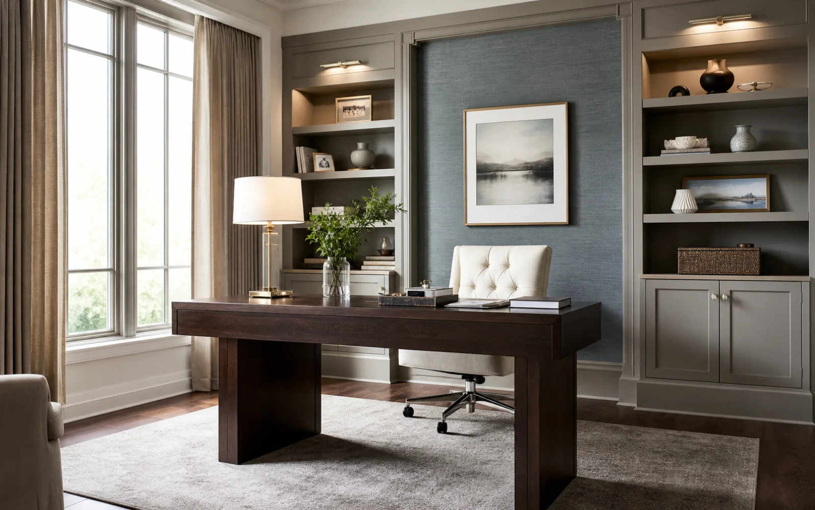 Transitional Glam Home office interior