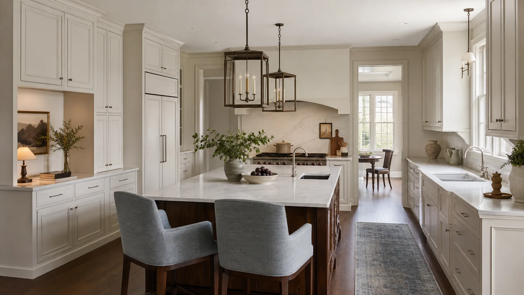 Inset Ivory Transitional Glam Kitchen