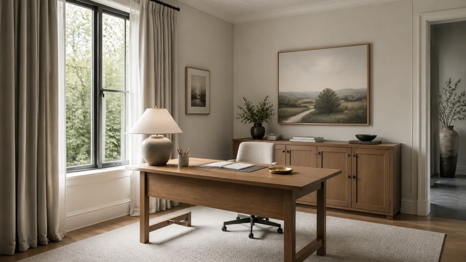 Window Desk Transitional Home Office