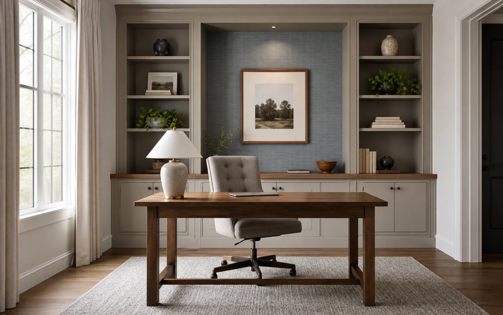 Transitional Home office interior