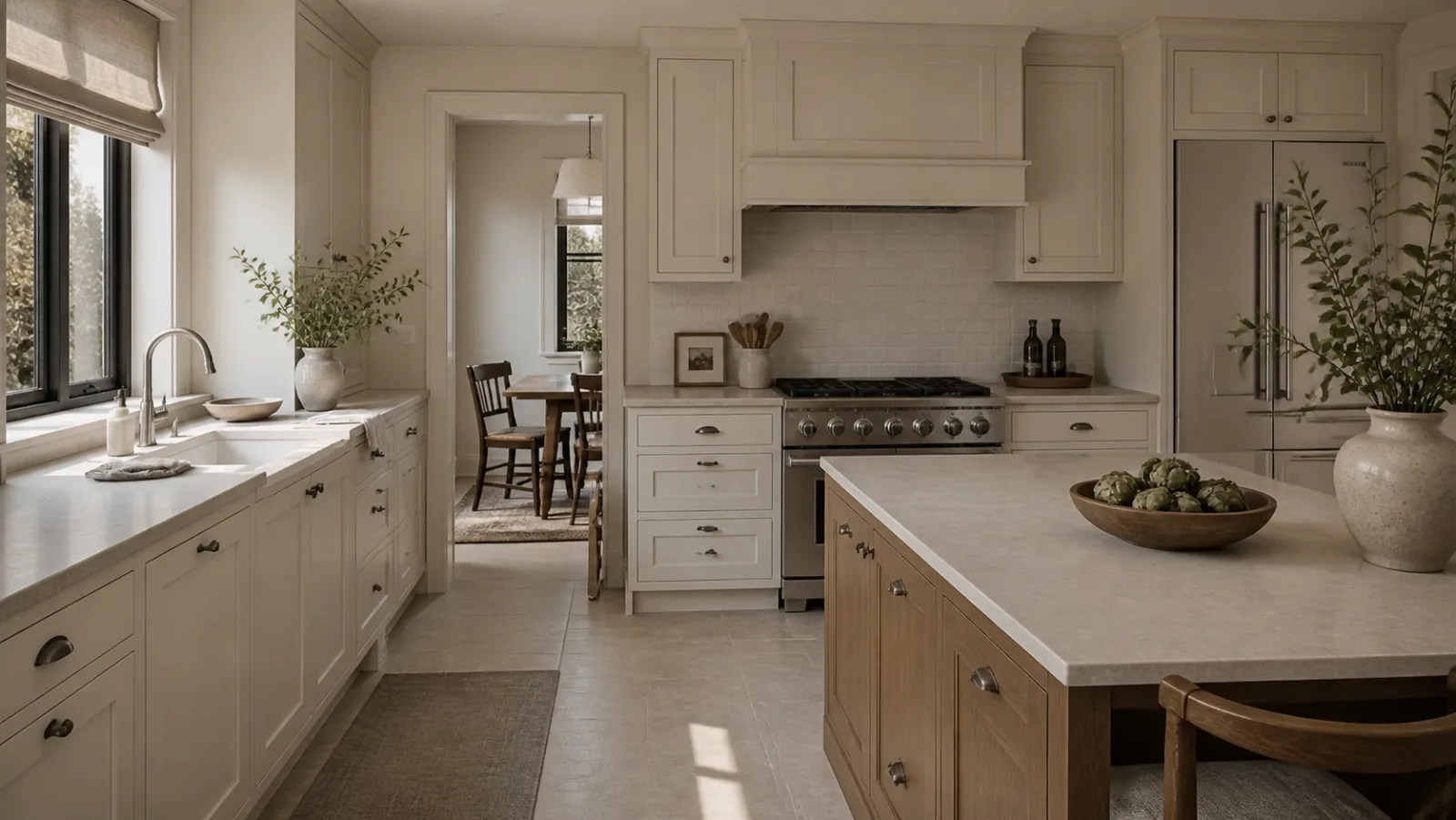 Inset Ivory Transitional Kitchen