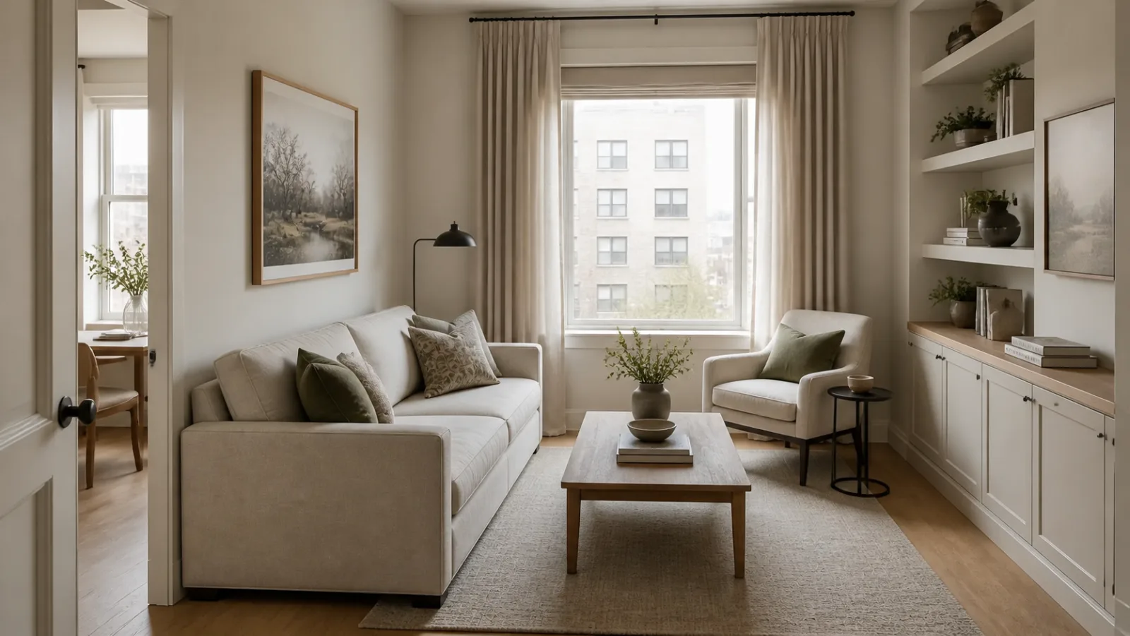 Compact Storage Transitional Living Room