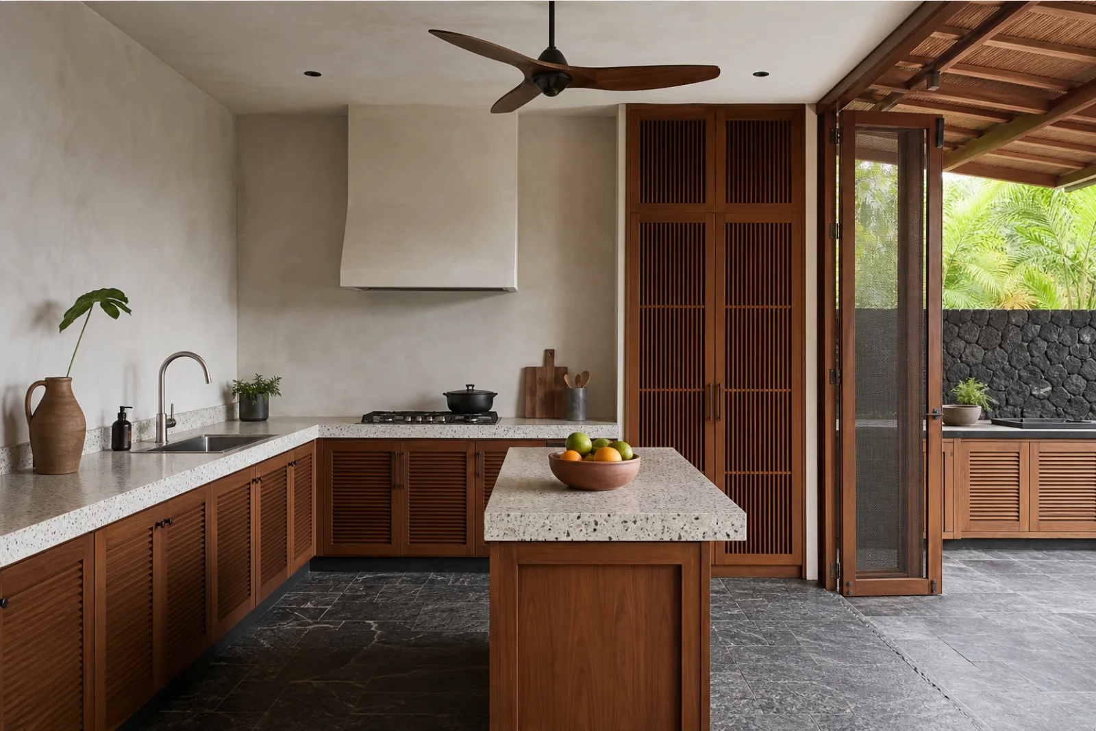 Tropical kitchen interior