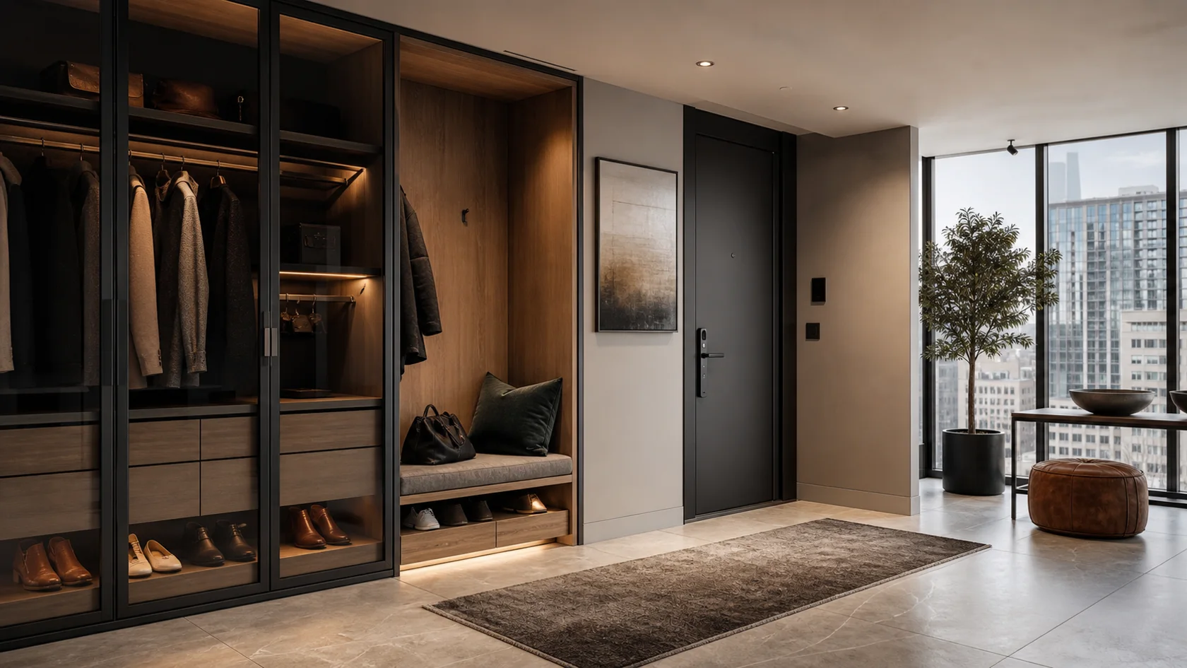 Steel Closet Urban Modern Entryway & Hallway