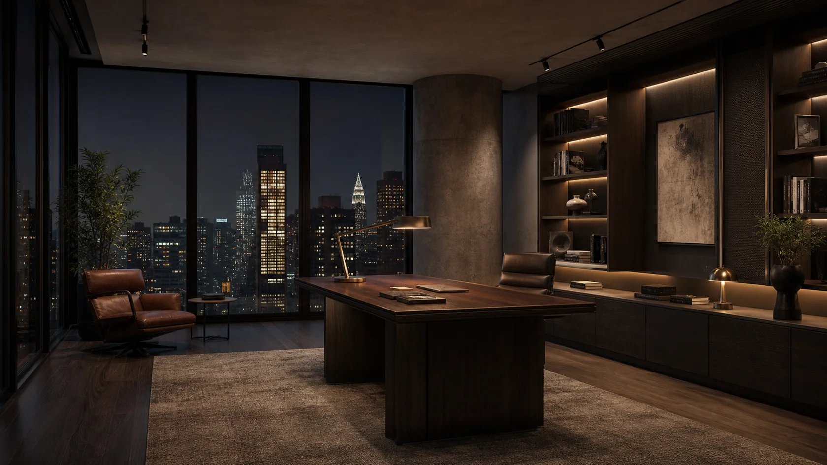Night Urban Modern Home Office