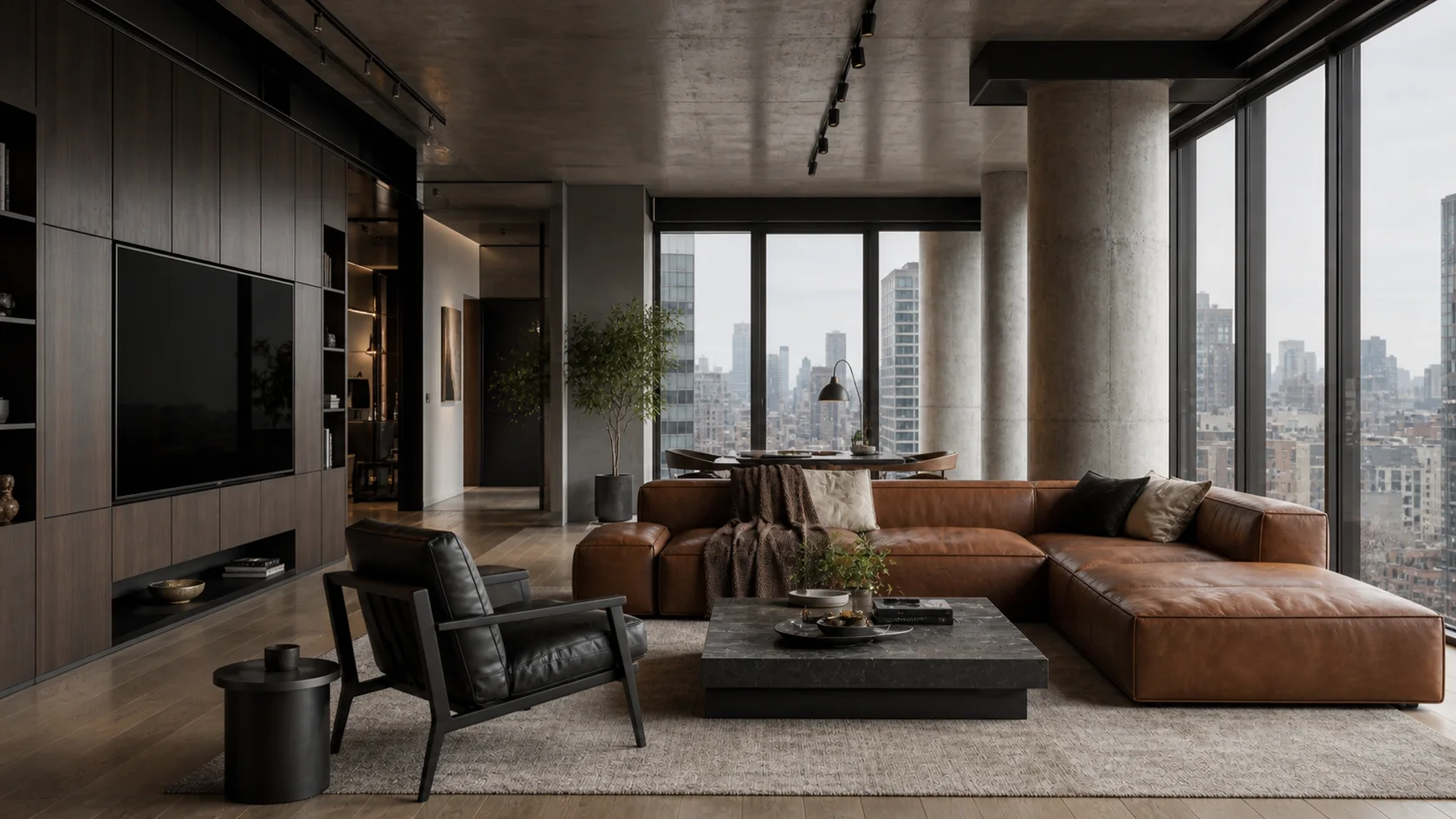 Concrete Loft Urban Modern Living Room
