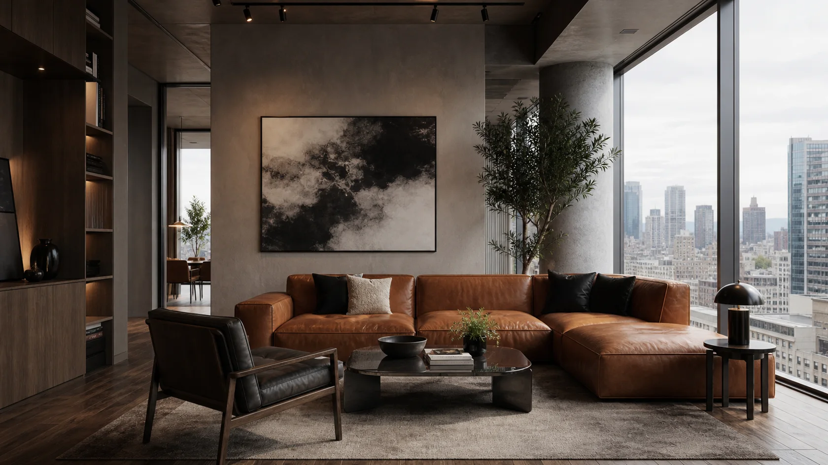 Leather Lounge Urban Modern Living Room