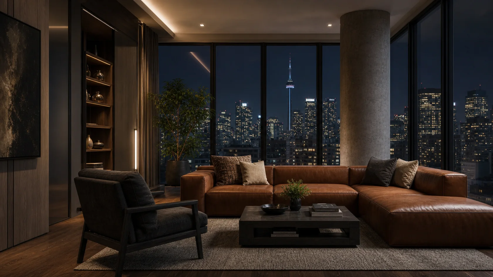 Night Urban Modern Living Room