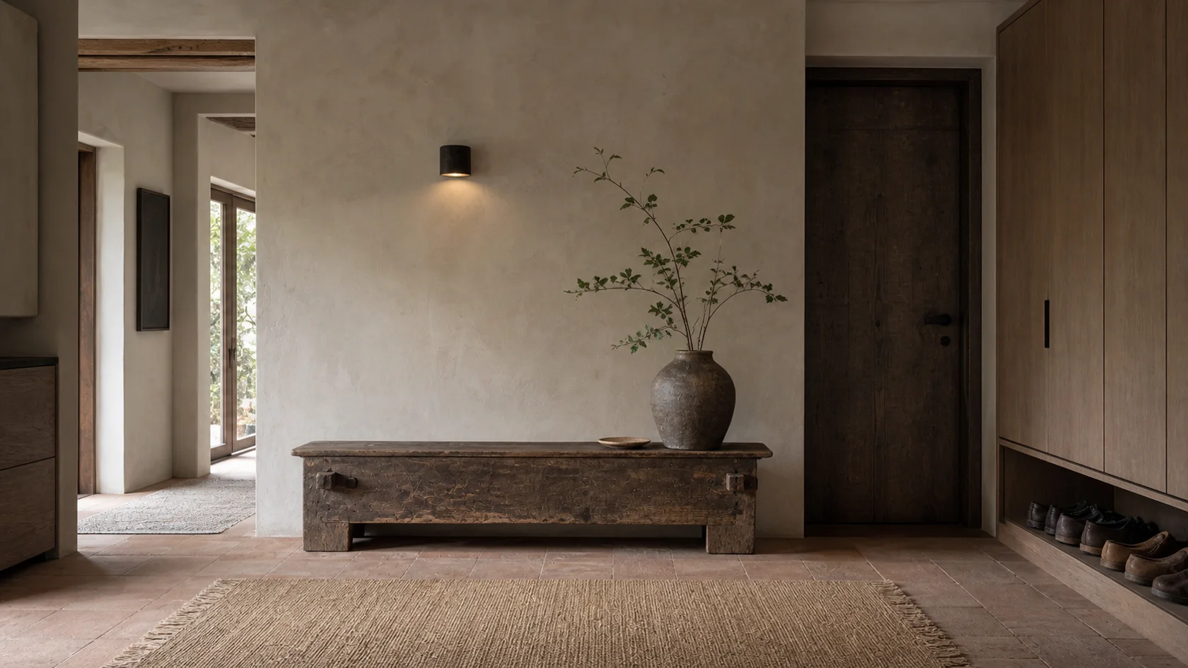 Antique Bench Wabi-Sabi Entryway & Hallway