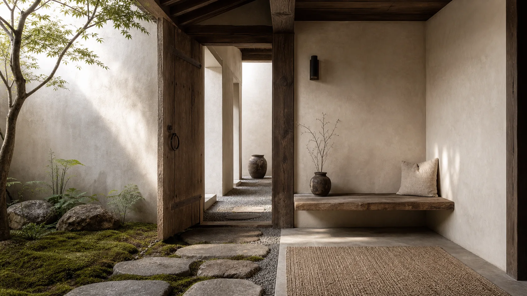 Courtyard Wabi-Sabi Entryway & Hallway