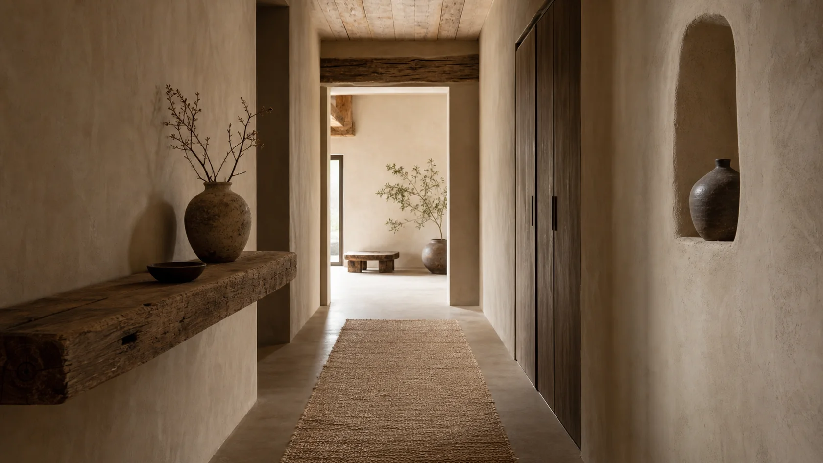 Narrow Wabi-Sabi Entryway & Hallway