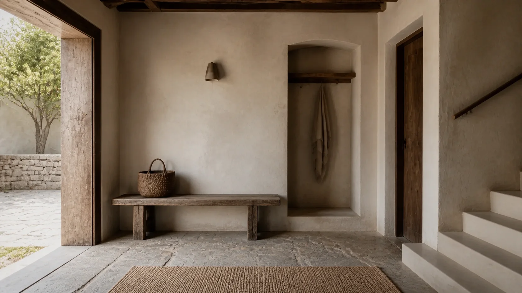 Stone Wabi-Sabi Entryway & Hallway
