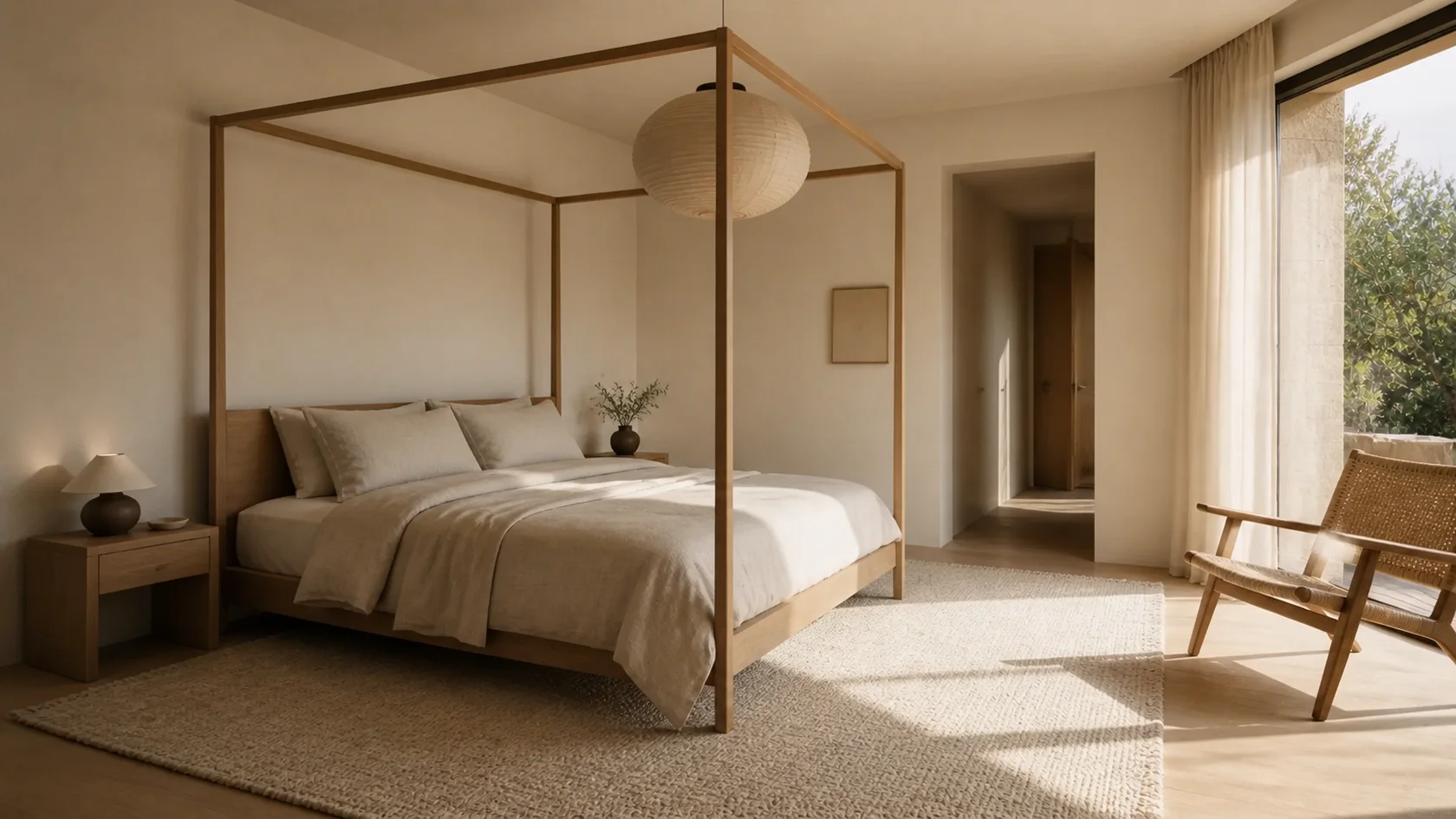 Canopy Warm Minimalist Bedroom