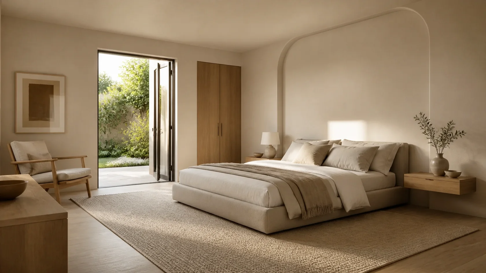 Platform Warm Minimalist Bedroom