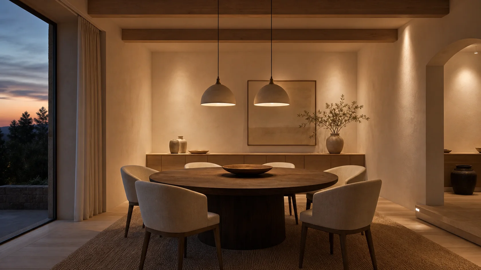 Evening Warm Minimalist Dining Room